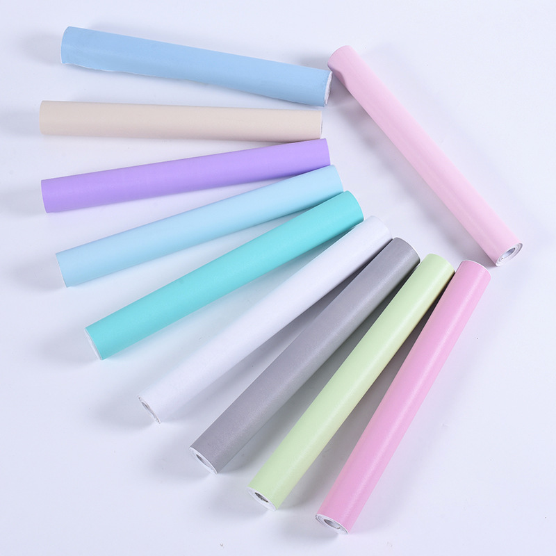 即时贴纯色自粘墙纸儿童房装修素色壁纸防水压纹女生宿舍墙纸墙贴|ms