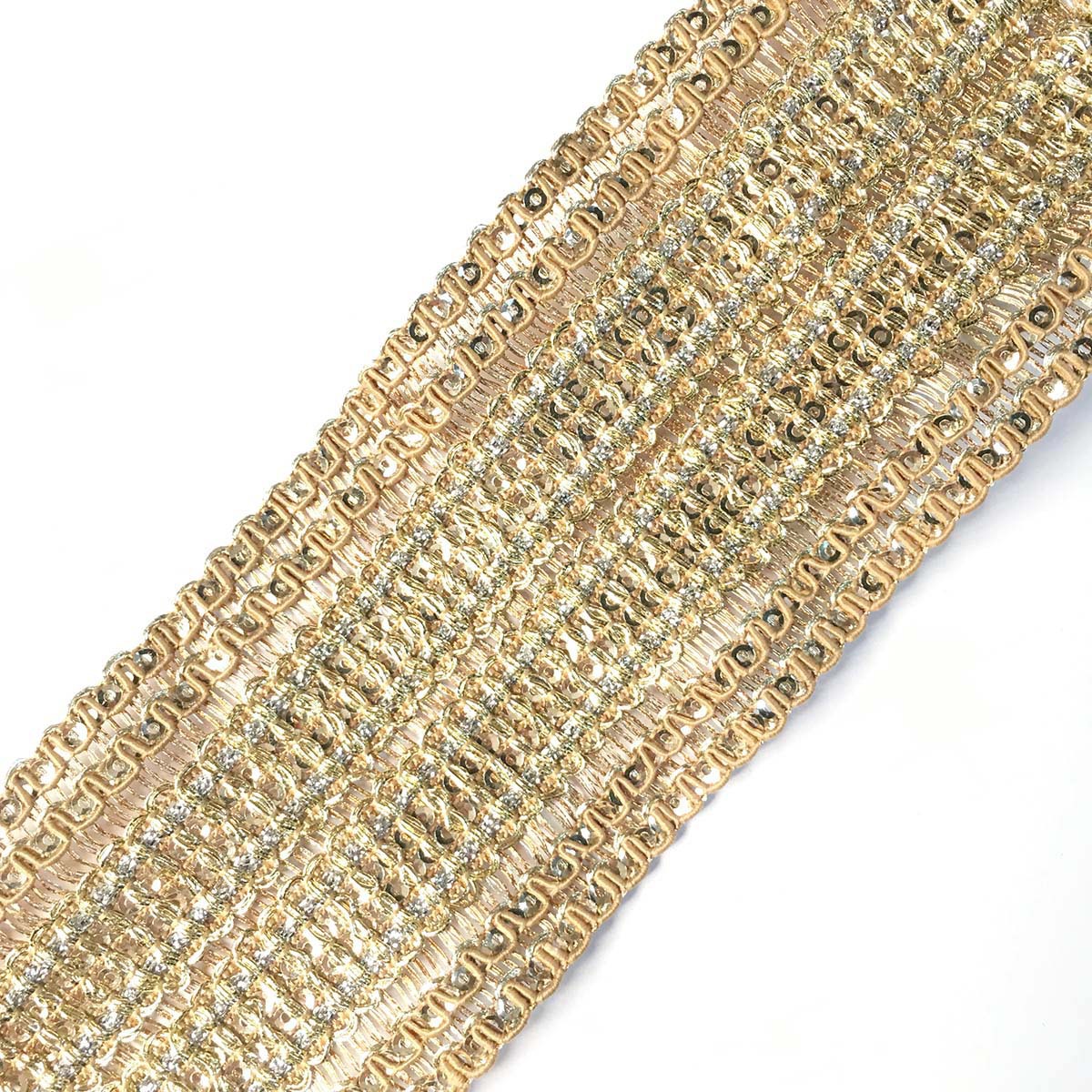 厂家直销  金色骨线编织亮片花边 机编金银线条码 织带 品质优良