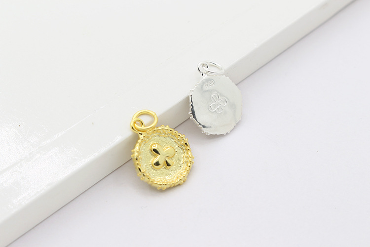 10*8.6mm Jewelry Making Size 1 Piece 10*8.6mm 925 Sterling Silver Shamrock Ginkgo Leaf Fish Tail Polished Pendant