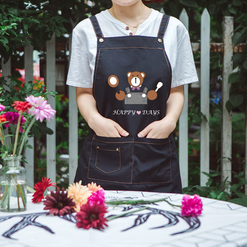 Estilo coreano adulto pareja de dibujos animados sin mangas tela casa cocina hornear delantal cocinero de la cintura de los hombres y las mujeres sobretodo