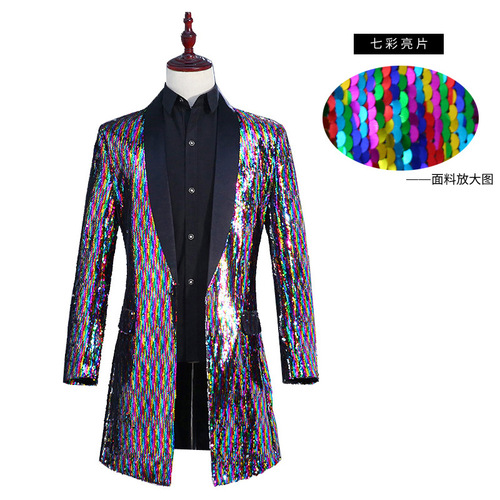 men's colorful jazz dance suit blazers Nightclub barman changing clothes, changing pieces, colorful sequins, DJ, cool singer performance clothes