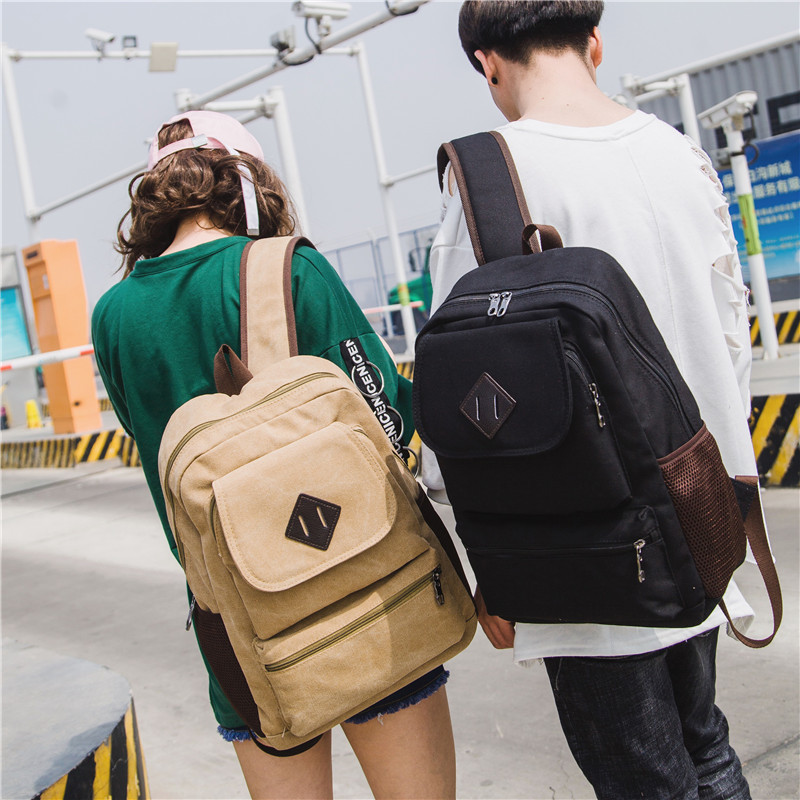 Foreign trade retro canvas backpack male...