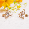 Fashionable crystal, square triangle, zirconium, copper earrings, Korean style