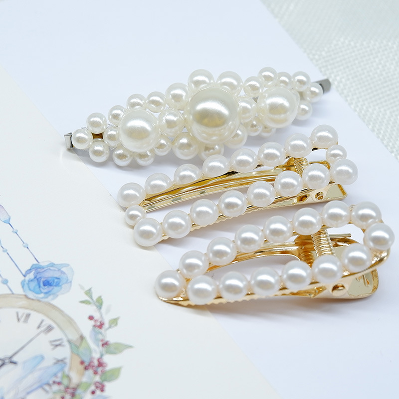 2018 Korean Edition bb Hairdressing Best Sellers manual Beading Fishing line Hairpin Korean Edition fashion Pearl Word folder wholesale