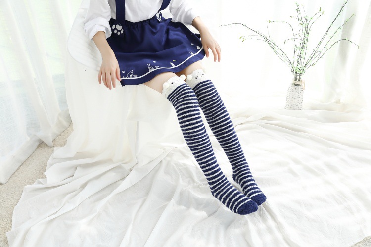 over knee thick warm striped socks  NSFN30495