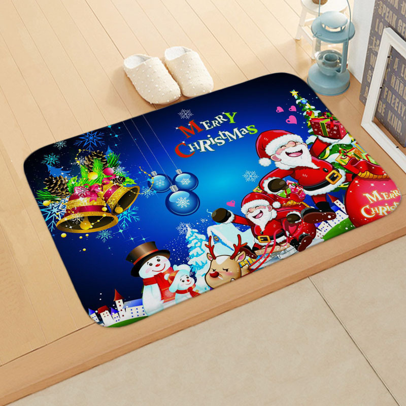 Cute Santa Claus Snowman Flannel Fabric Floor Mat display picture 4