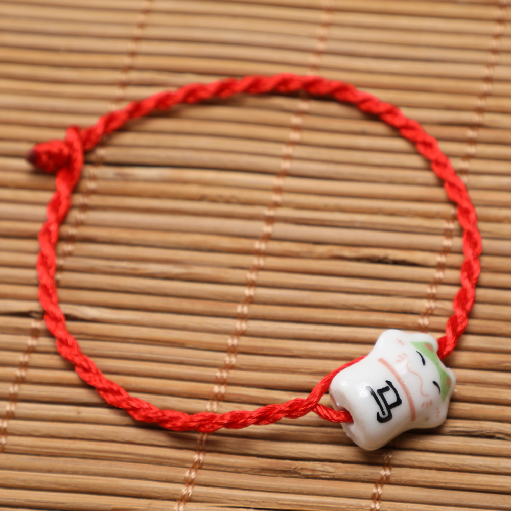满千赠百红绳手链陶瓷招财猫小红绳十二生肖12星座手链赠品小礼品|ms