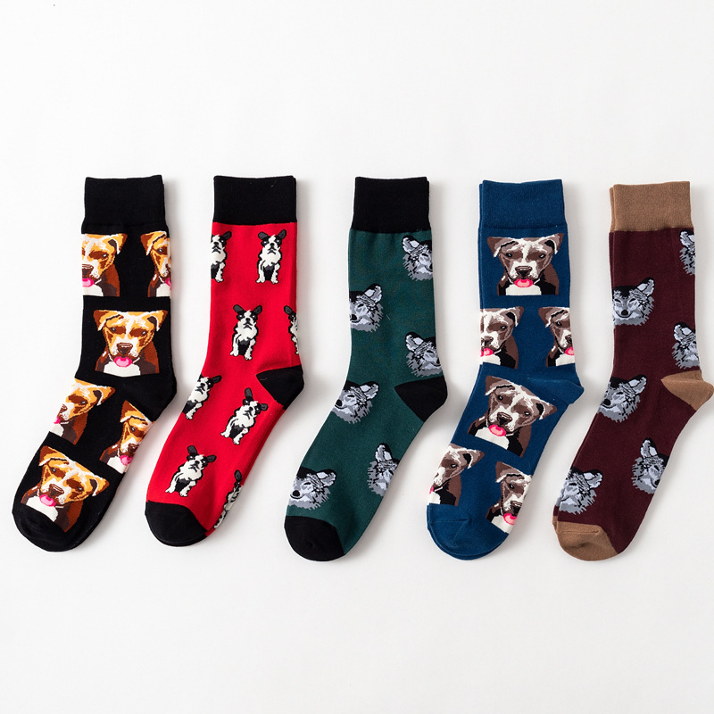 Men's Streetwear Dog Cotton Crew Socks A Pair display picture 1