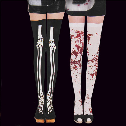 Halloween Bloody Socks, Skeleton Skeleton Socks Nurse Bloody Tights Costume Accessories for Cosplay Masquerade Party