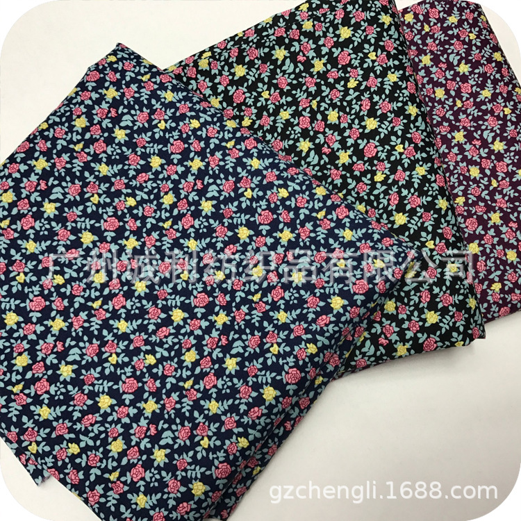 男女衬衫印花面料 全棉平纹府绸印花  小玫瑰花 日韩连衣裙印花布