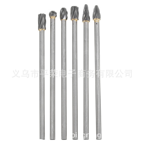 Carbide rotary file tungsten steel hob alloy grinding head woodworking wood carving grinding head root carving 6-piece set
