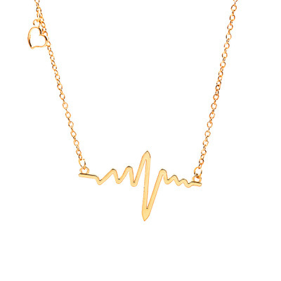 Wave Clavicle Chain Ecg Necklace Heart Frequency Pendant Necklace Heart Chain Necklace Wholesale display picture 7