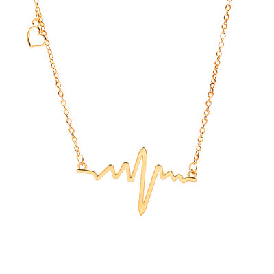 Wave Clavicle Chain ECG Necklace Heart Frequency Pendant Necklace Heart Chain Necklace Wholesale