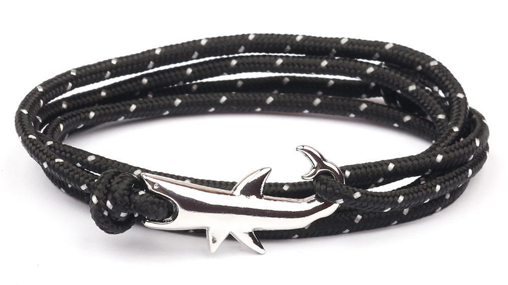 12g Weight Bracelets Classification Alloy, rope Chain Material 1 Piece Quantity Holiday, Daily, Street Occasion Alloy, rope Material Shark Pattern Men's Gender Layered Design Casual, Simple Style Style Casual Simple Style Shark Alloy Rope Layered Men's Bracelets Men's Chain Bracelets 28