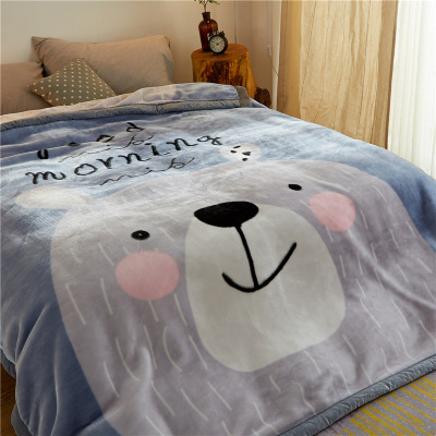 double-deck Raschel Blanket quilt thickening Coral sheet Flannel dormitory student winter blanket