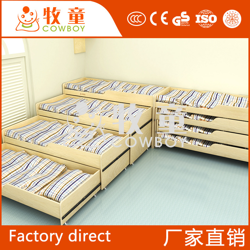 Kindergarten bed wooden children's drawer bed Early teaching wooden baby nap bed children's lunch break small bed manufacturer