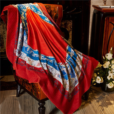 外贸雪貂绒数码印花毛毯多功能锦狐绒毯子加厚保暖双层四季云毯子