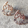 ER1809 Korean version of Fashion LOVE Alphabet Earrings Korean Alloy Diamond Earrings 2 yuan Shop Source Source Source