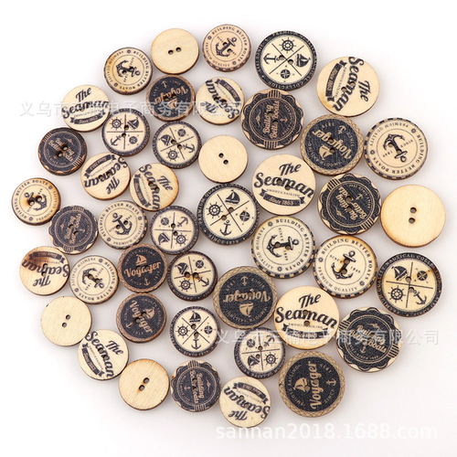Wholesale 25 classic retro disc British antique series wooden buttons DIY handmade buttons