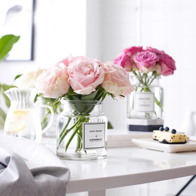 北欧玻璃花瓶ins家居透明花瓶摆件插花水培器皿欧式花器花盆批发|ru