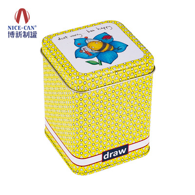 廠家定制馬口鐵儲物盒 正方形畫卷收納鐵罐 翻蓋卡通學生文具鐵罐