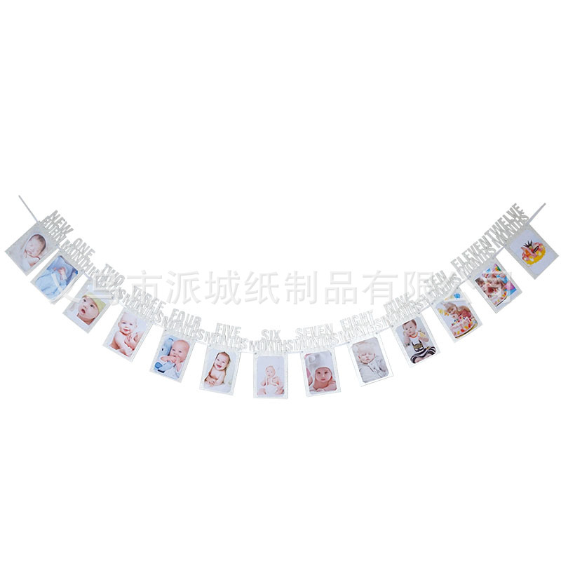 Recién nacido bebé cumpleaños fiesta diseño de fondo Recién nacido 12 meses bebé cumpleaños foto tirar bandera