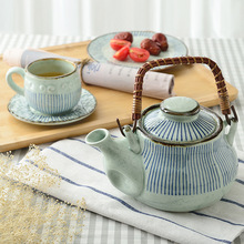 三分燒陶瓷茶水壺日本和風大肚茶壺手繪創意復古簡約網紅茶壺餐廳