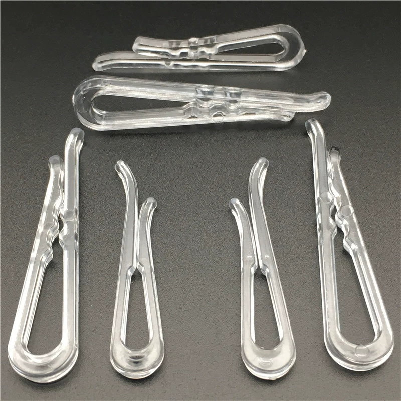 Оптовая продажа, прозрачный пластиковый зажим для рубашки, упаковка одежды, зубчатый, беззубый, фиксированный R-образный зажим, резиновый зажим