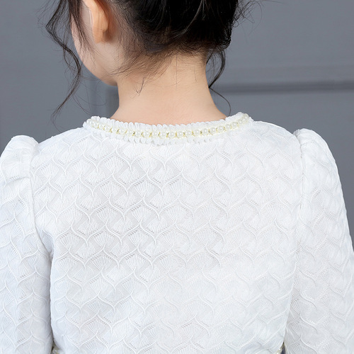 2020 New Children's Shawl Lace Pearl Medium and Large Girls' Child Cardigan Long Sleeve Outerwear Children's Princess Small Outerwear
