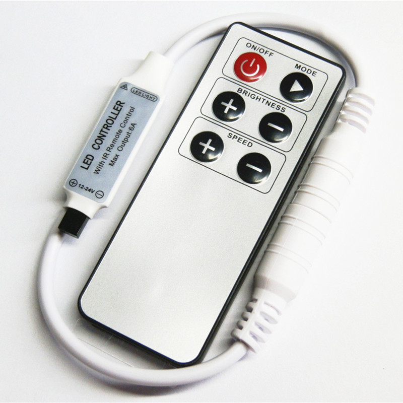 红外6键迷你控制器单色灯条控制器LED灯带调光器定制led控制器|ru