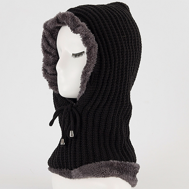 Stickad balaclava för dam och herr, varm randig vintermössa_voghion.com