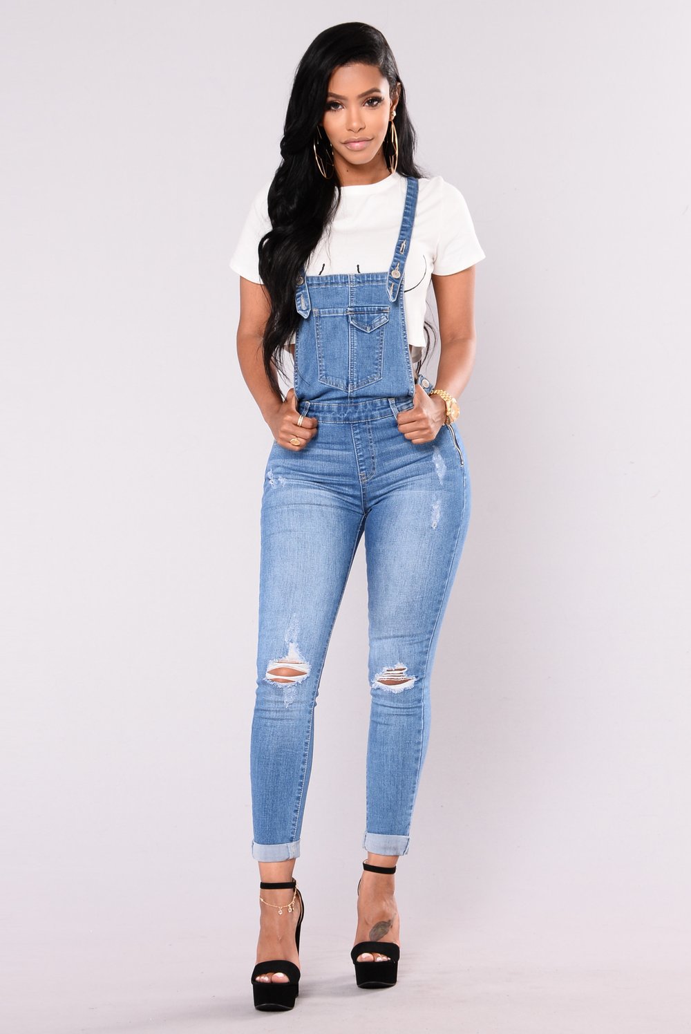 women s ripped hip-lifting suspenders jeans nihaostyles clothing wholesale NSYB77017