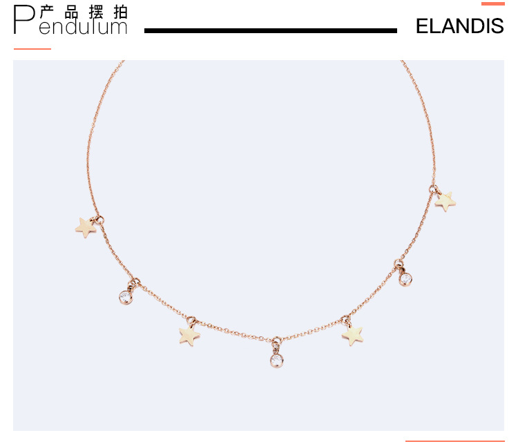 Emanco Grenz Überschreitende Neue Stern Halskette Weibliche Koreanische Zirkon Schlüsselbein Kette Einfache Edelstahl Halskette display picture 9