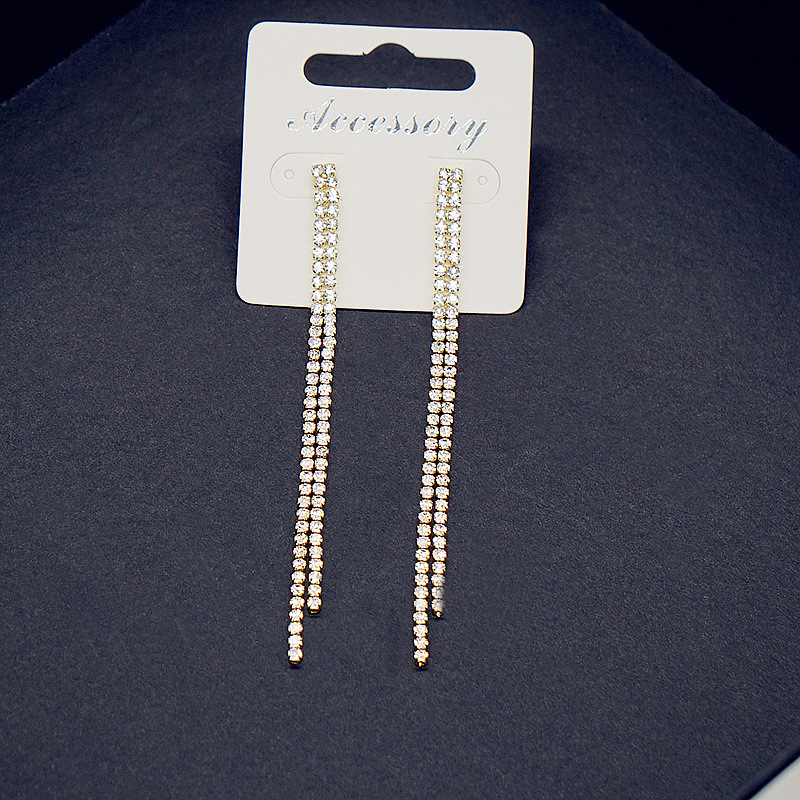 Drop Earrings Classification 1 Pair Quantity 1 Pair Simple Style Geometric Plating Copper Rhinestones Drop Earrings