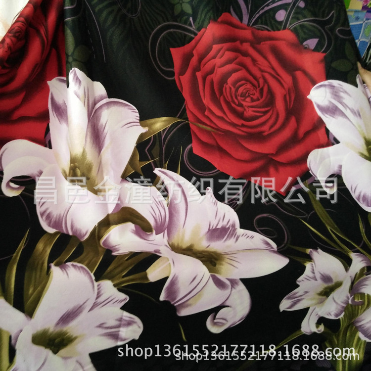 涤纶印花布 110g分散（活性）3D花布床品面料 斜纹全涤磨毛布