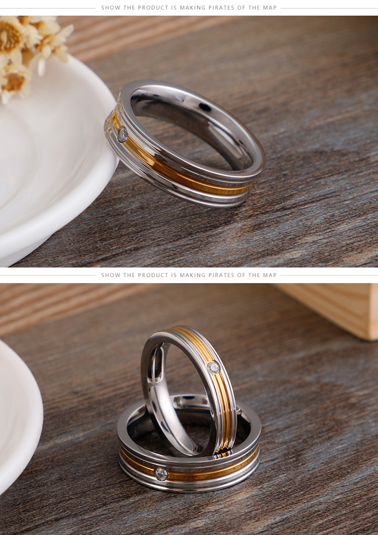 Großhandel Mode Koreanische Ringe Personal Isierte Strass Steine Edelstahl Paar Ringe display picture 7