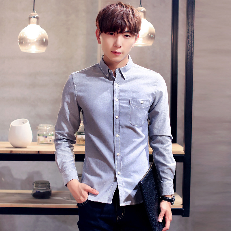 Oxford spinning long-sleeved slim-fit me...