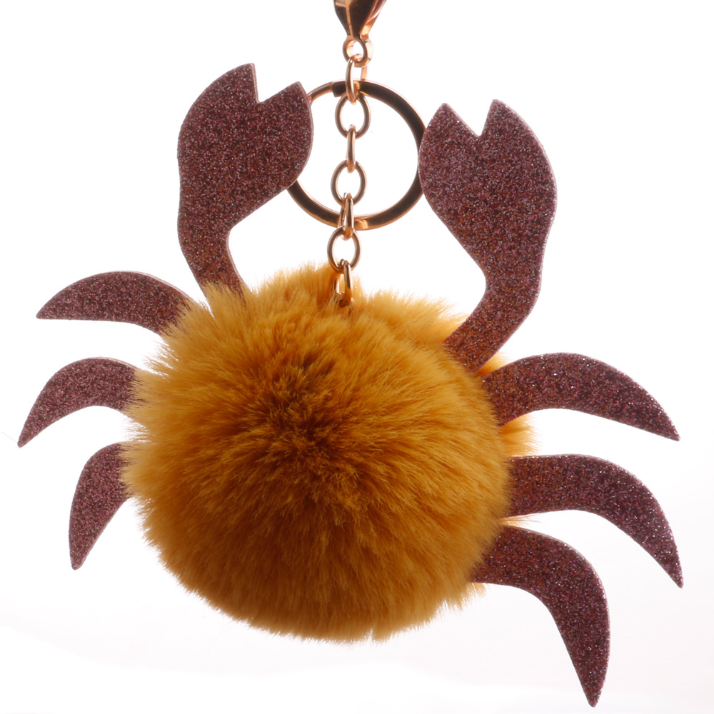 Sequined crab keychain hair ball pendant new pu crab shape bag pendant backpack cartoon ornamentspicture9