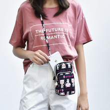 新款手机包女夏季韩版斜挎手腕零钱袋帆布迷你小包包竖款