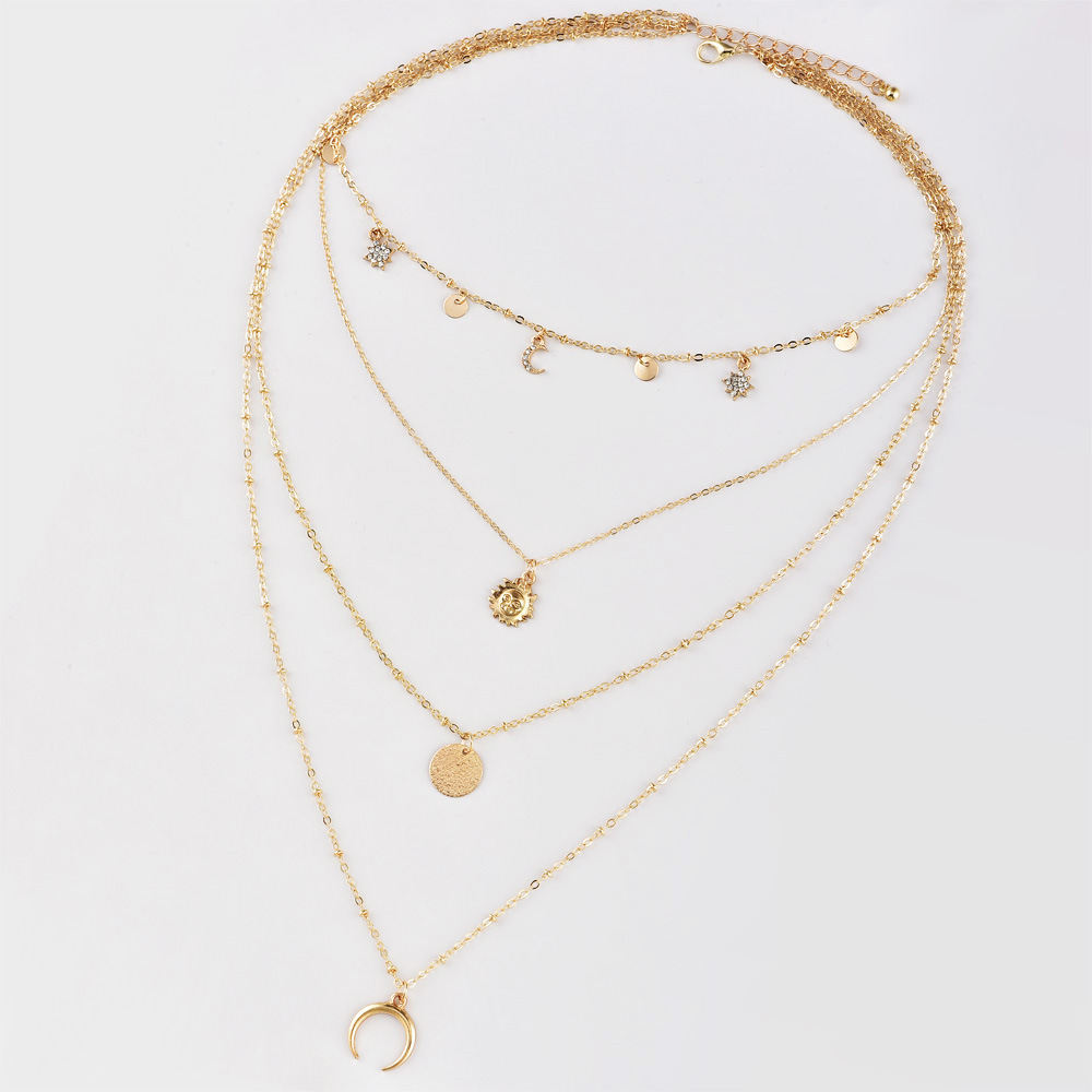 Fashion Moon Sun Stars Multilayer Necklace display picture 5