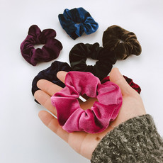 精品店饰品 女士天鹅绒发带弹力皮筋 高弹力不伤发发圈绒布头花