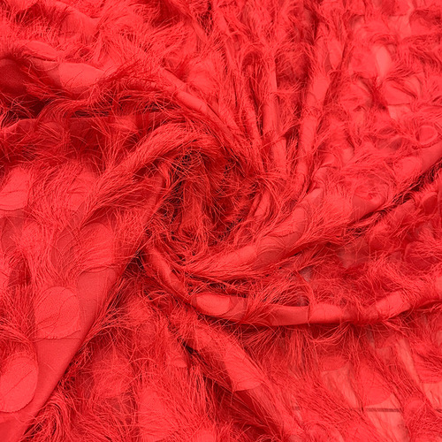 Peacock feather embroidered cut-out fabric with tassel summer dress fabric chiffon raindrop shape bridal gown fabric woven