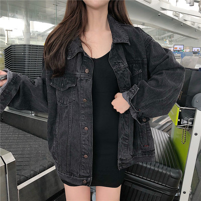2019春夏季外套oversize宽松百搭黑色牛仔外套女韩版|ms