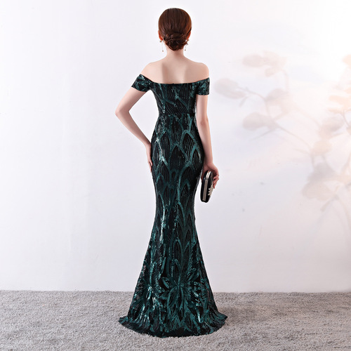 Evening dresses prom dress Vestiti da sera evening gowns One shoulder dress long fishtail sequined evening dress party