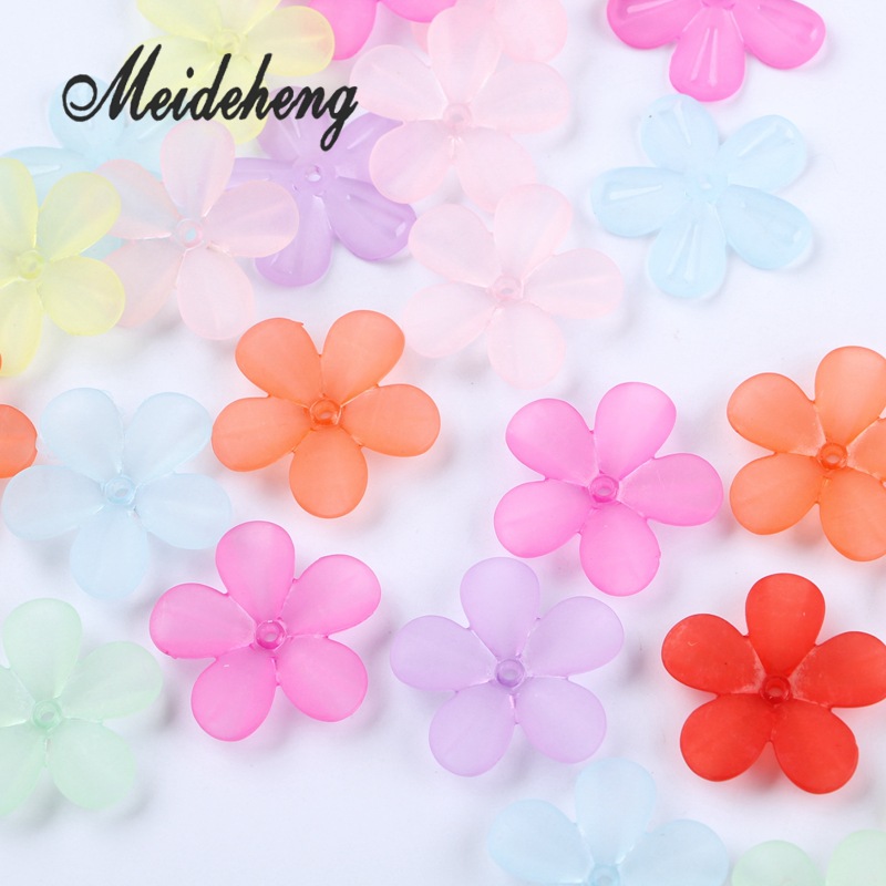Factory direct sales of 30mm frosted transparent acrylic five-petal flower beads diy ancient-style hair accessory materials wholesale detail image 8