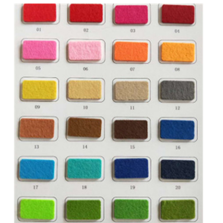 厂家供应1MM 2MM 3mm彩色化纤毛毡布不织布针刺无纺布 背胶毛毡布