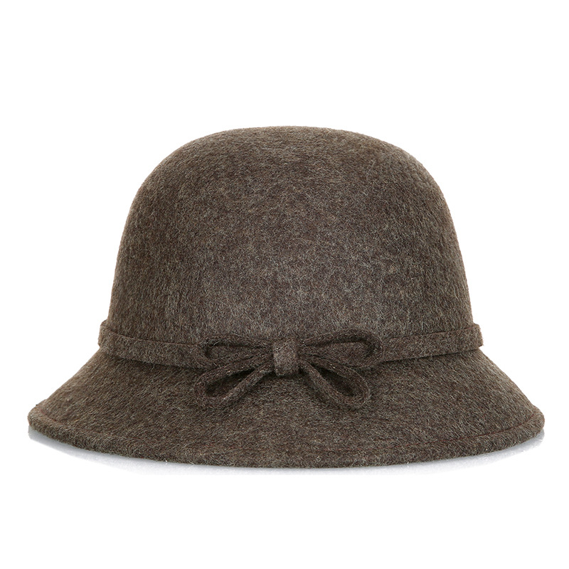 Sombrero de otoño e invierno sombrero de fieltro para mujer 2020 nuevo australiano de lana pura arco de lana sombrero de lavabo de una pieza de entrega