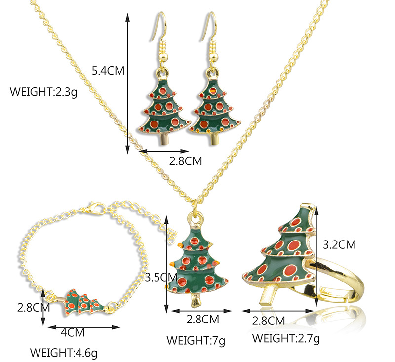 Fashion Christmas Tree Alloy Enamel Christmas Women's Bracelets Earrings Necklace display picture 1