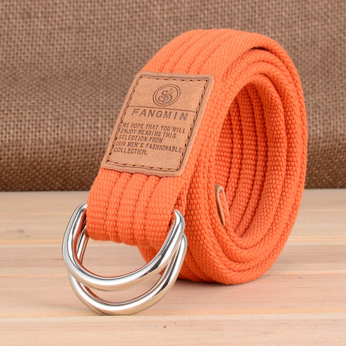 Korean version of 20 colors universal canvas belt for men and women, casual business jeans, double ring buckle belt, outdoor braided style