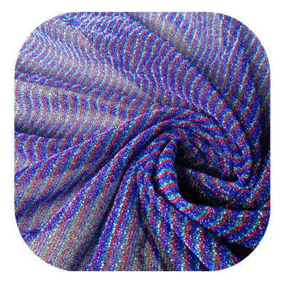 柯桥厂家变色多色彩虹厚线布彩色条纹金银亮丝针织布时装面料